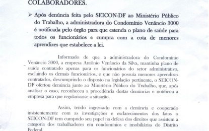 Denúncia do Seicon-DF ao Ministério Público do Trabalho faz a empresa Venâncio 3.000 estender plano de saúde para todos os seus colaboradores